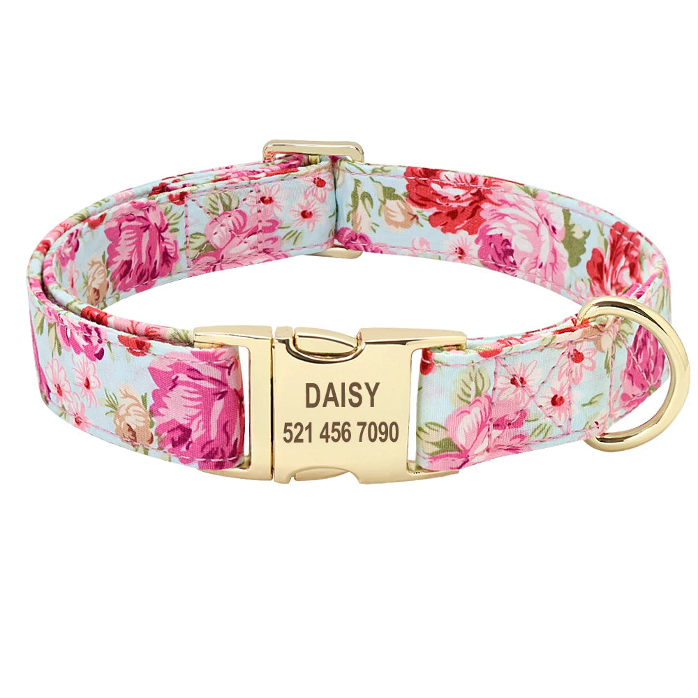 Blossom & Bond Custom Floral Dog Collar & Leash Set with Treat Bag