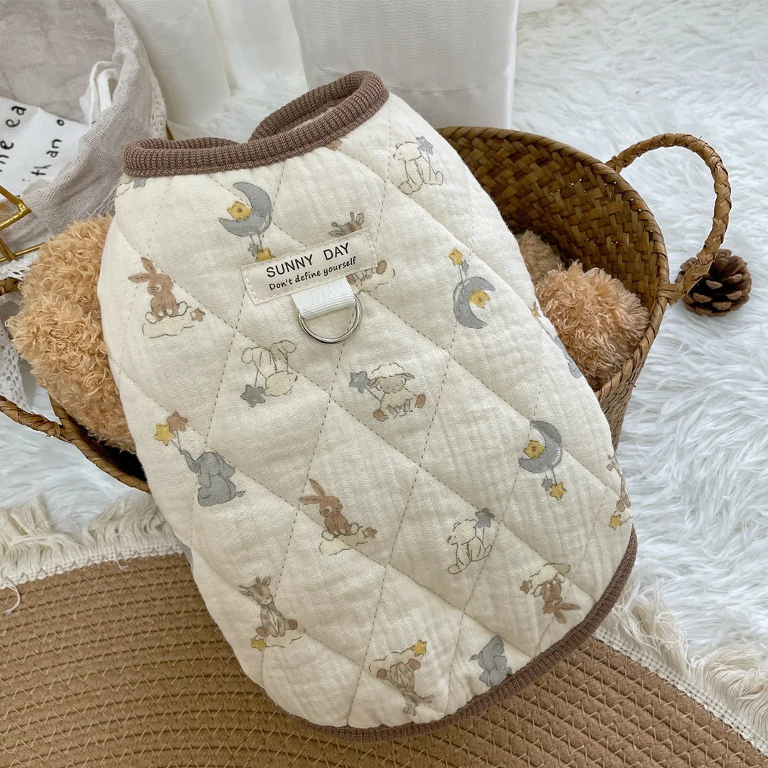Winter Thermal Padded Vest - Stylish Home Wear for Small to Medium Dogs
