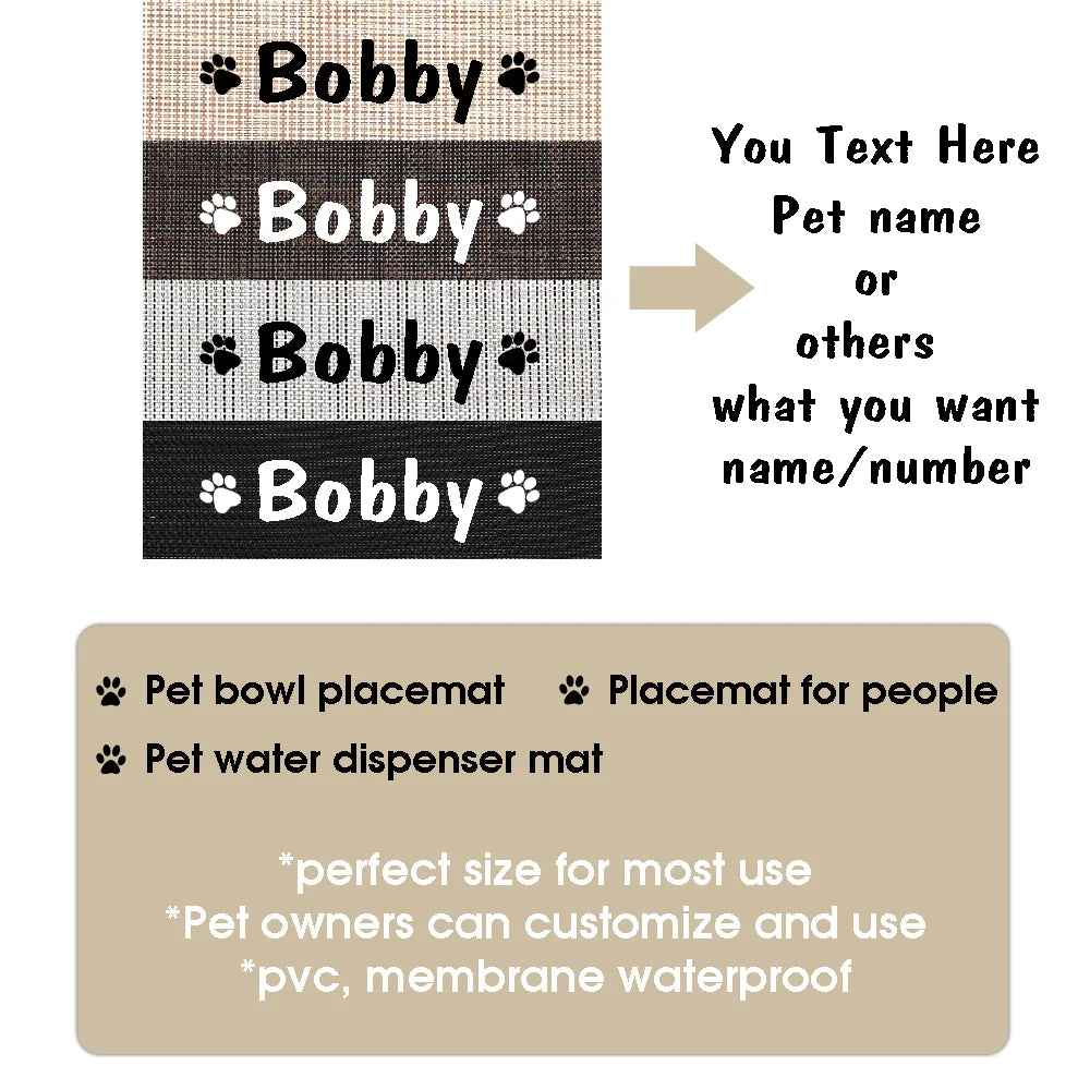 Personalized Waterproof Pet Placemat - Custom Name Feeding Mat for Dogs & Cats