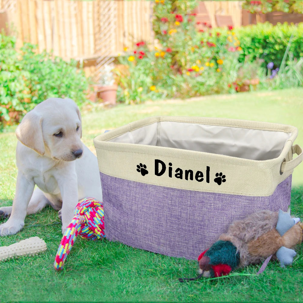Personalized Foldable Canvas Pet Toy & Storage Basket