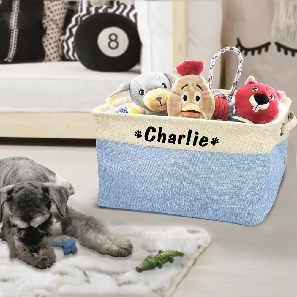Personalized Foldable Canvas Pet Toy & Storage Basket