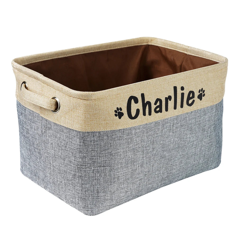 Personalized Foldable Canvas Pet Toy & Storage Basket