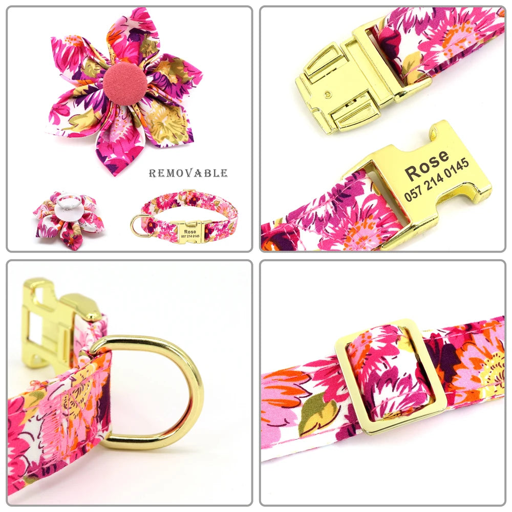 Blossom Charm Personalized Floral Dog Collar
