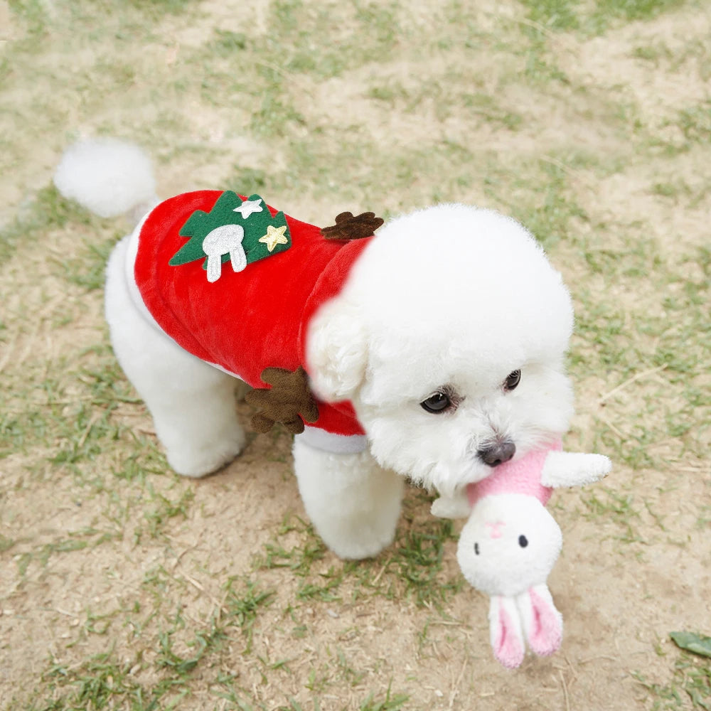 Festive Santa Costume for Pets - Cozy Christmas Hoodie for Small Dogs & Cats