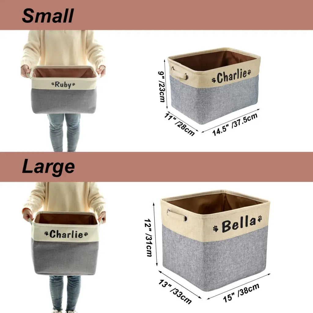 Personalized Foldable Canvas Pet Toy & Storage Basket