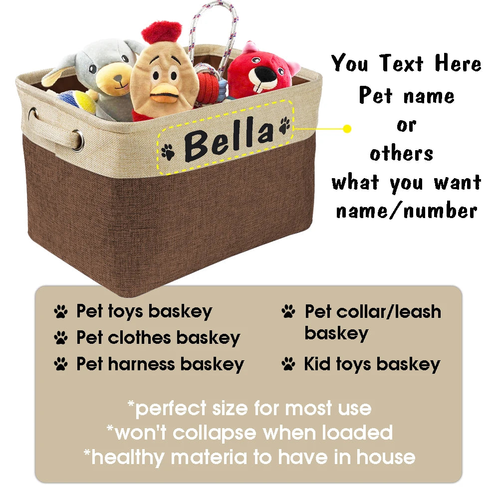 Personalized Foldable Canvas Pet Toy & Storage Basket