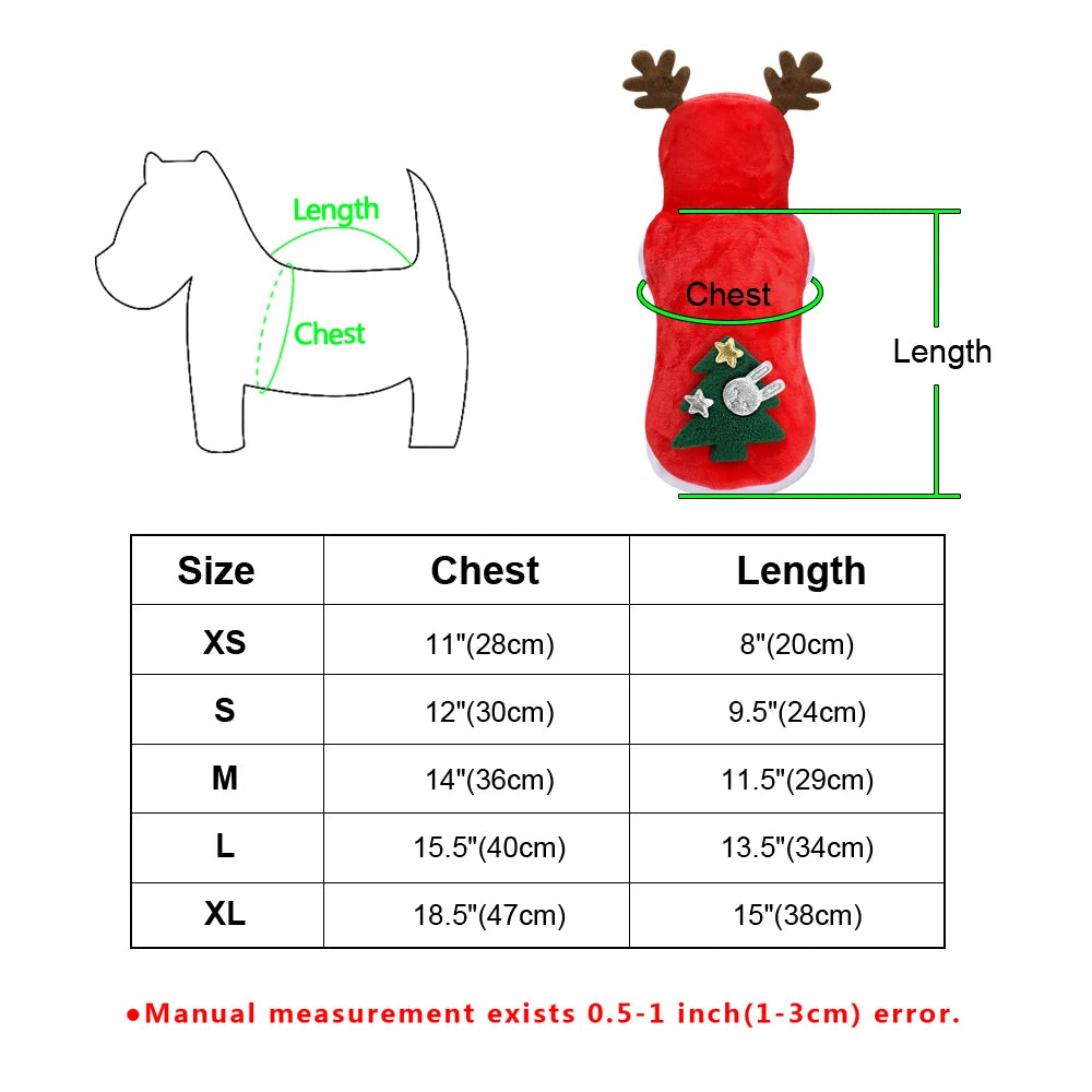 Festive Santa Costume for Pets - Cozy Christmas Hoodie for Small Dogs & Cats