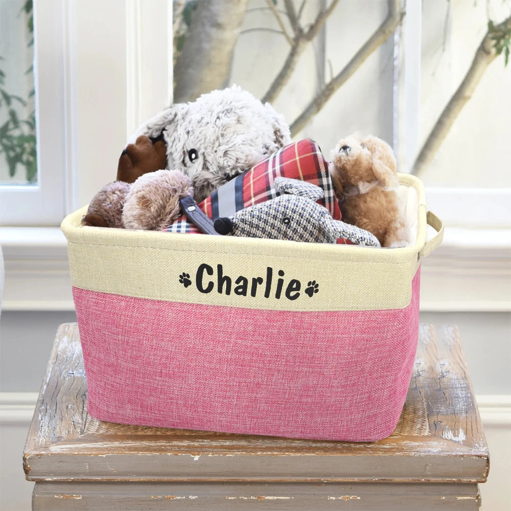 Personalized Foldable Canvas Pet Toy & Storage Basket