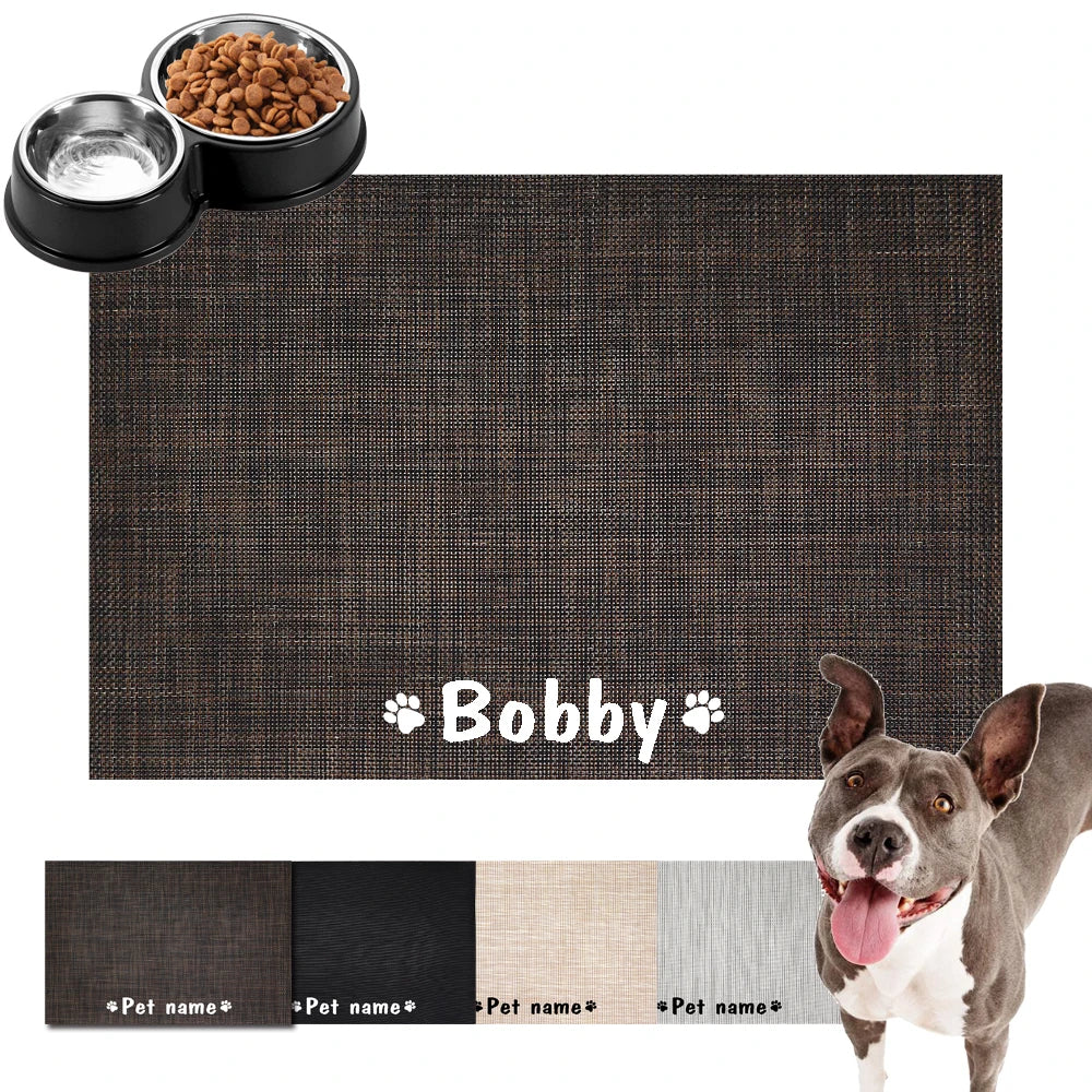Personalized Waterproof Pet Placemat - Custom Name Feeding Mat for Dogs & Cats