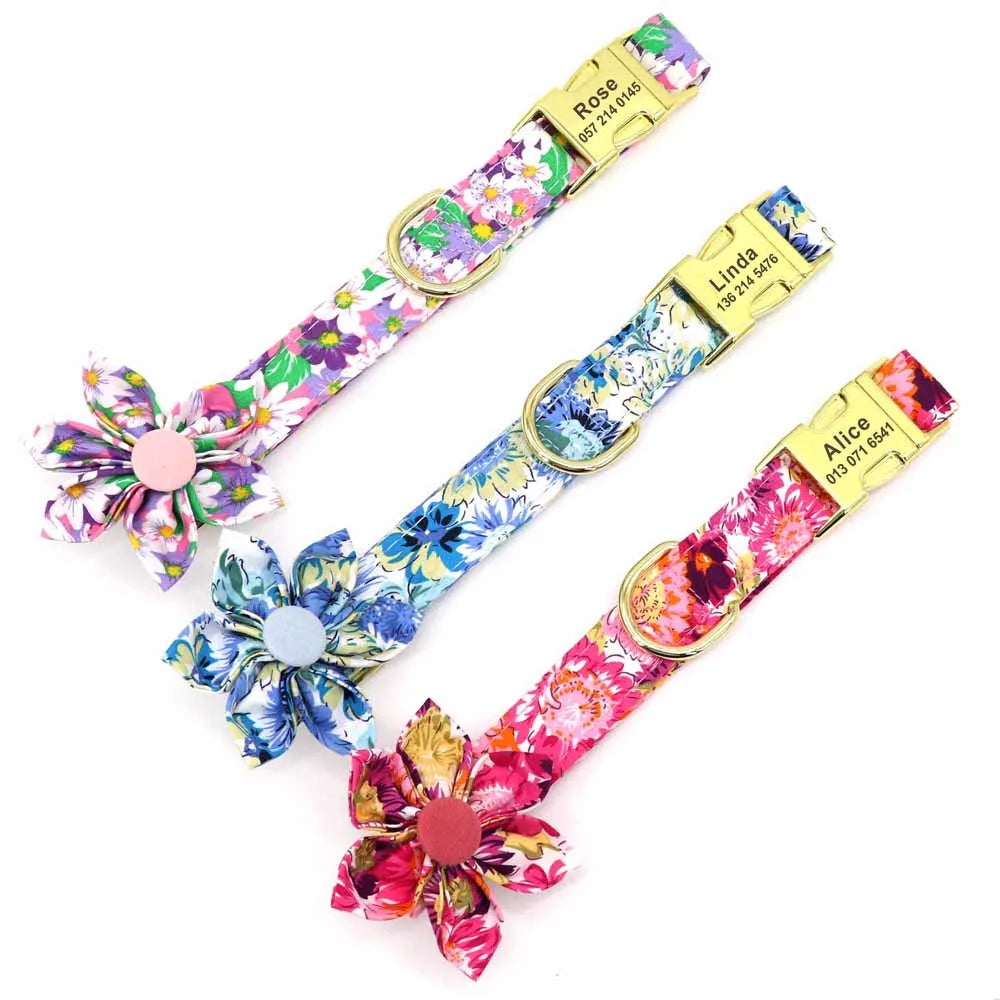Blossom Charm Personalized Floral Dog Collar
