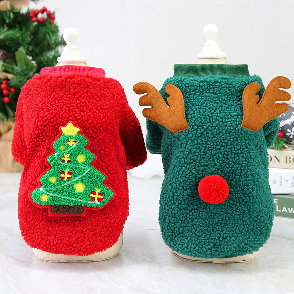 Festive Santa Costume for Pets - Cozy Christmas Hoodie for Small Dogs & Cats