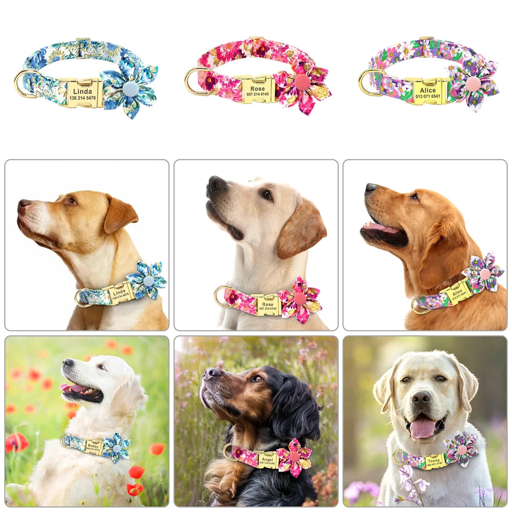 Blossom Charm Personalized Floral Dog Collar