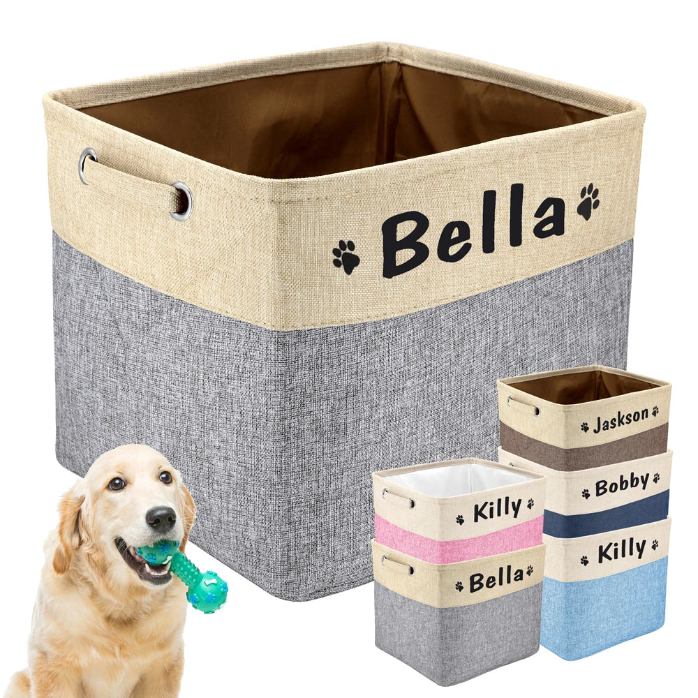 Personalized Foldable Canvas Pet Toy & Storage Basket
