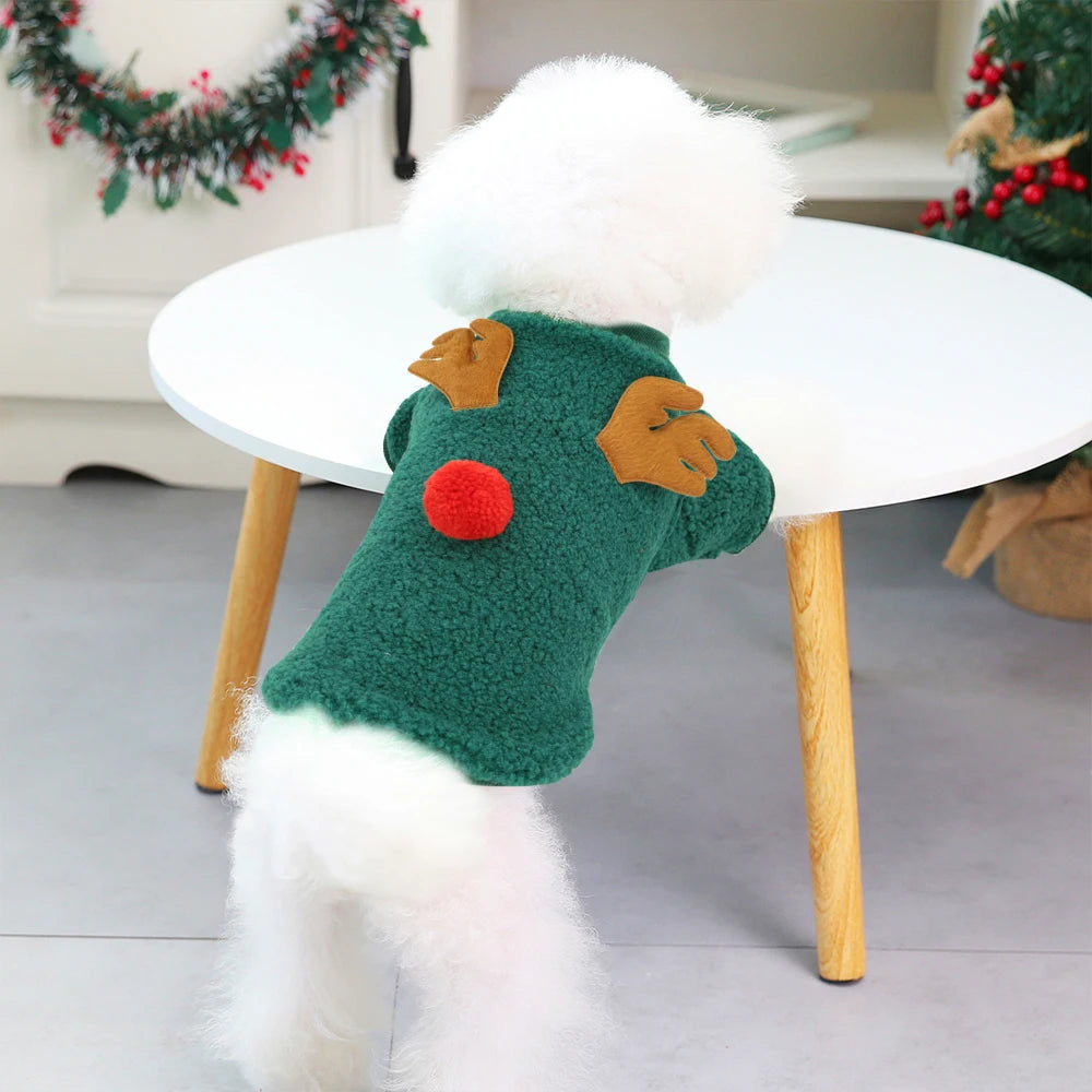 Festive Santa Costume for Pets - Cozy Christmas Hoodie for Small Dogs & Cats