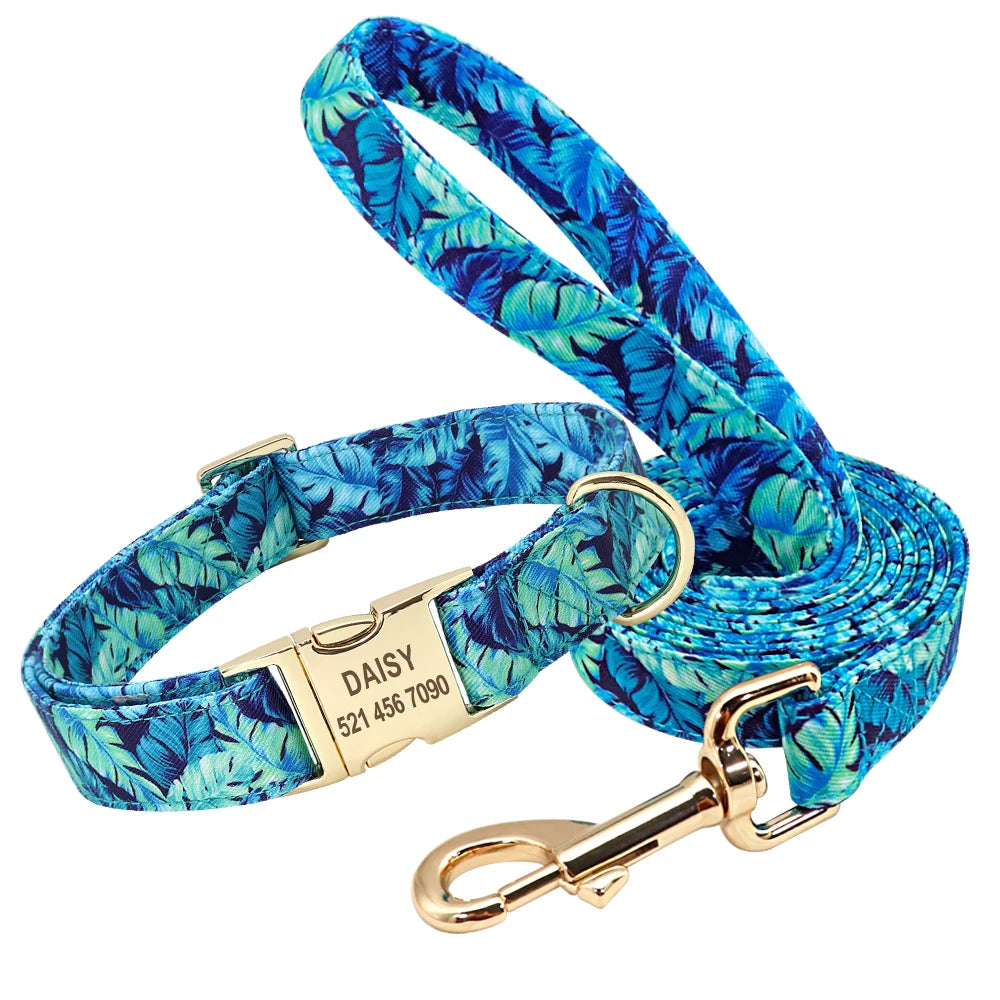 Blossom & Bond Custom Floral Dog Collar & Leash Set with Treat Bag