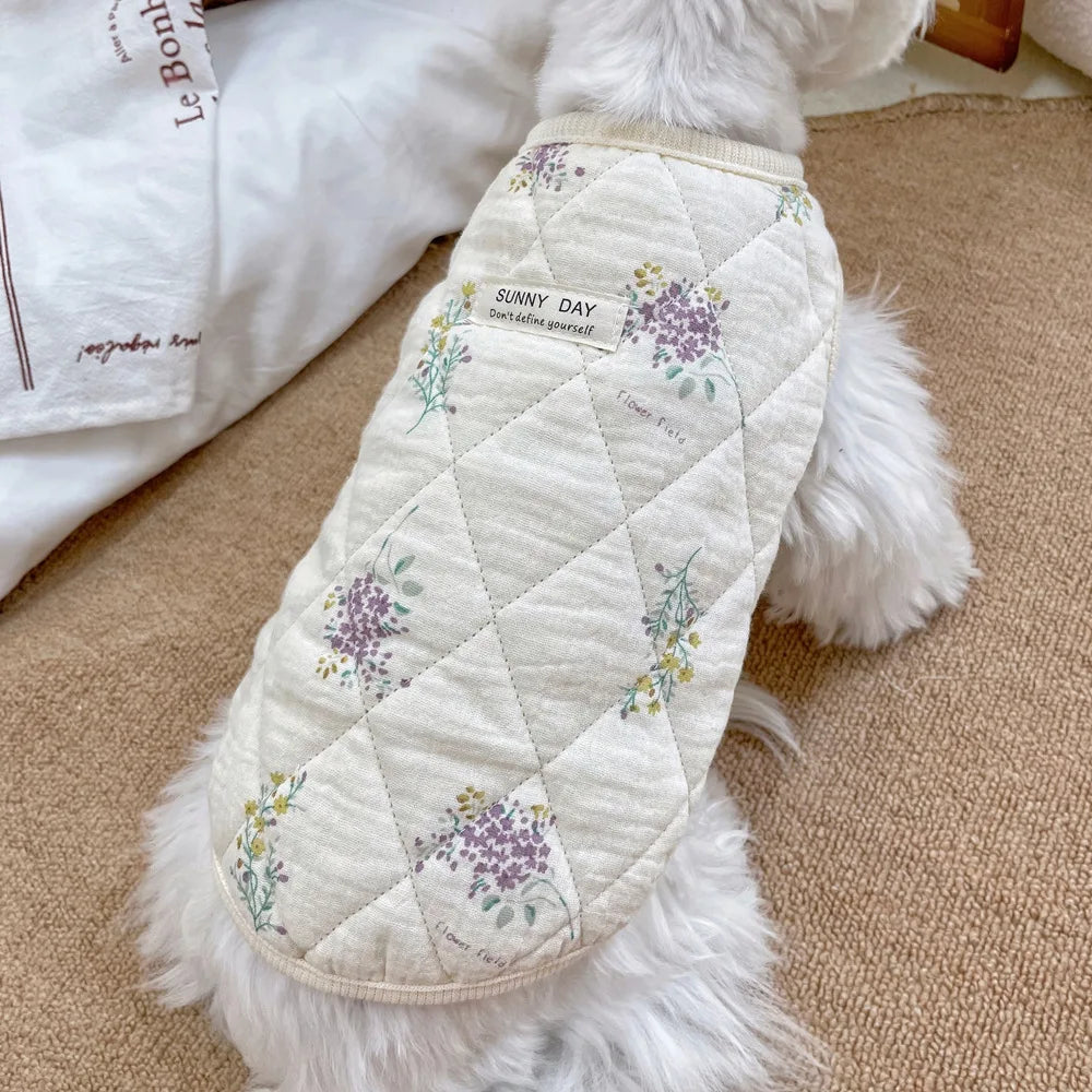 Winter Thermal Padded Vest - Stylish Home Wear for Small to Medium Dogs