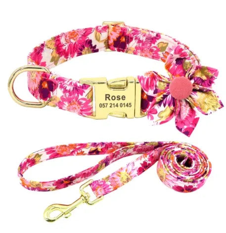 Blossom Charm Personalized Floral Dog Collar