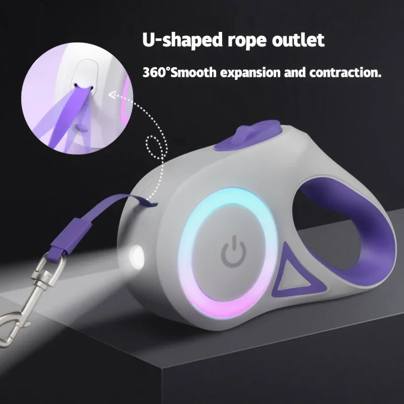 LED Retractable Dog Leash with Built-In Light - Illuminate Your Walks