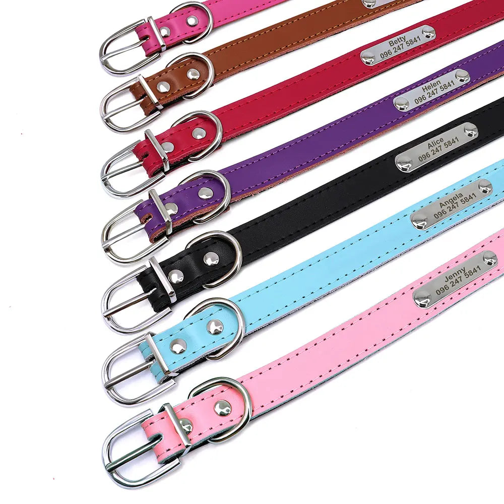 Personalized Leather Dog Cat Collar
