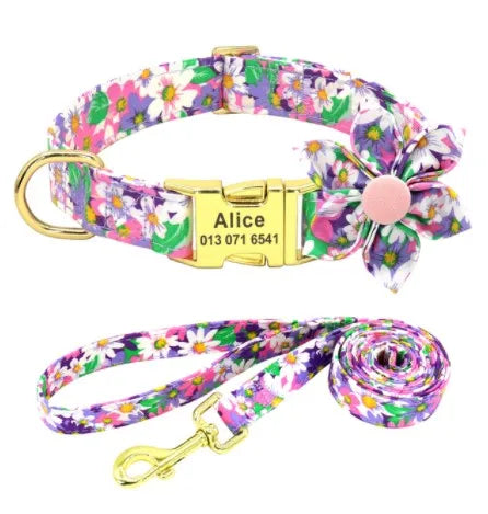 Blossom Charm Personalized Floral Dog Collar