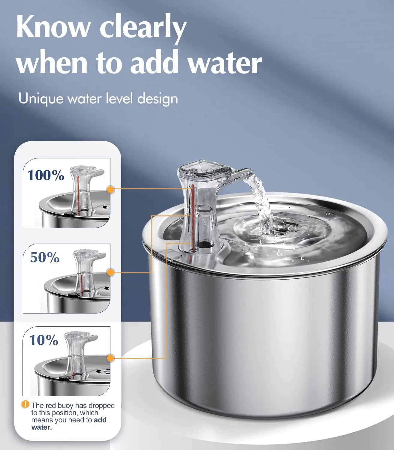 PureFlow Stainless Steel Pet Water Fountain – Automatic Hydration with Optional Sensor & Heater