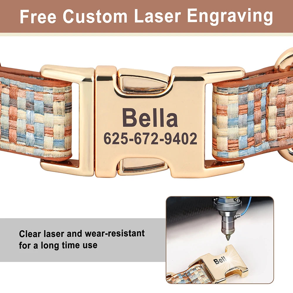 Personalized Leather Dog Collar with Chic Bowknot & Free Engraving