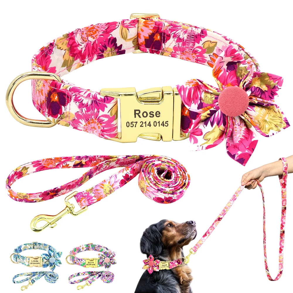 Blossom Charm Personalized Floral Dog Collar