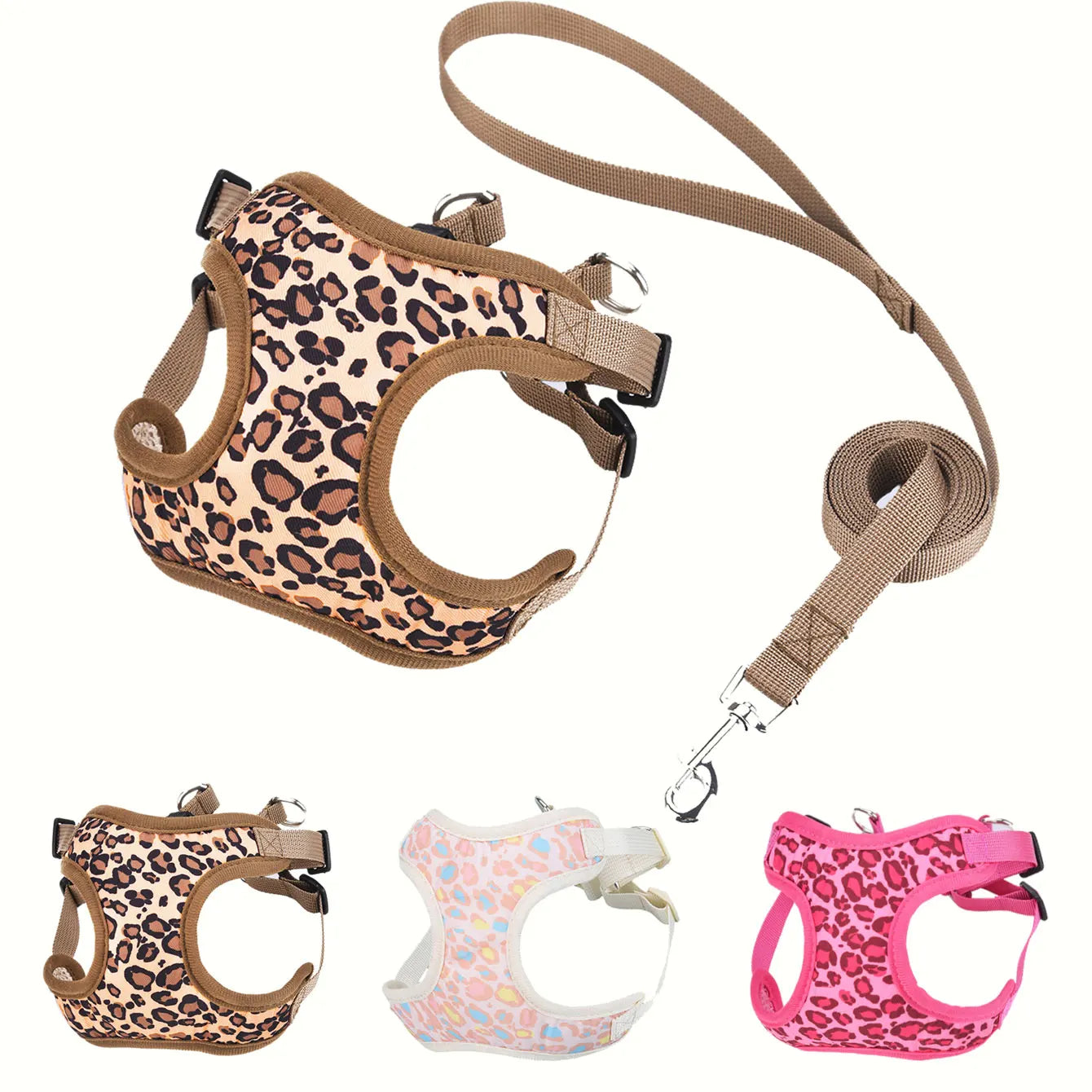 Leopard Print Pet Harness & Leash Set – Stylish Comfort for Cats & Dogs