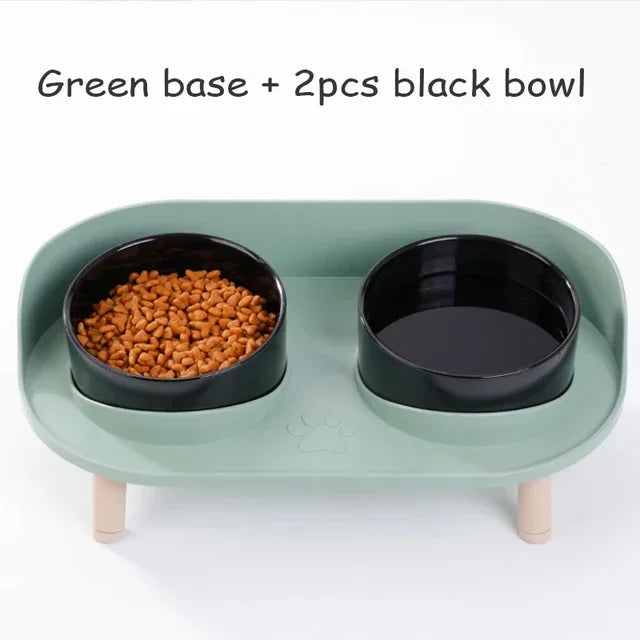 Double Bowls Feeder Adjustable Height Cats Dogs Food Water