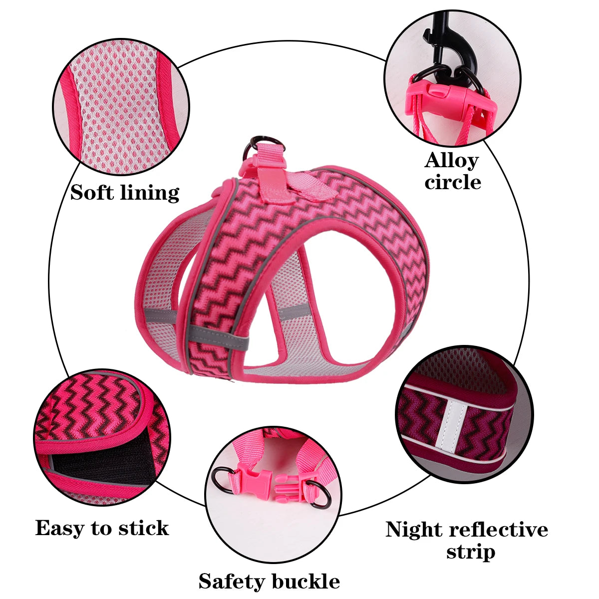 Wave Pattern Pet Harness – Breathable Comfort for Cats & Dogs