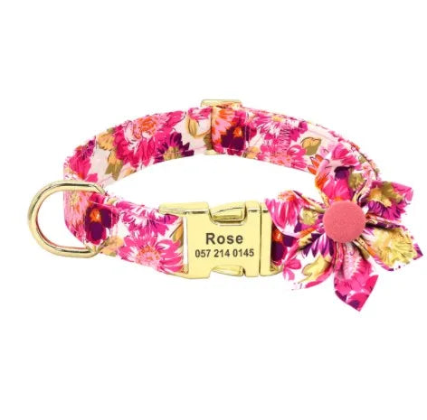 Blossom Charm Personalized Floral Dog Collar