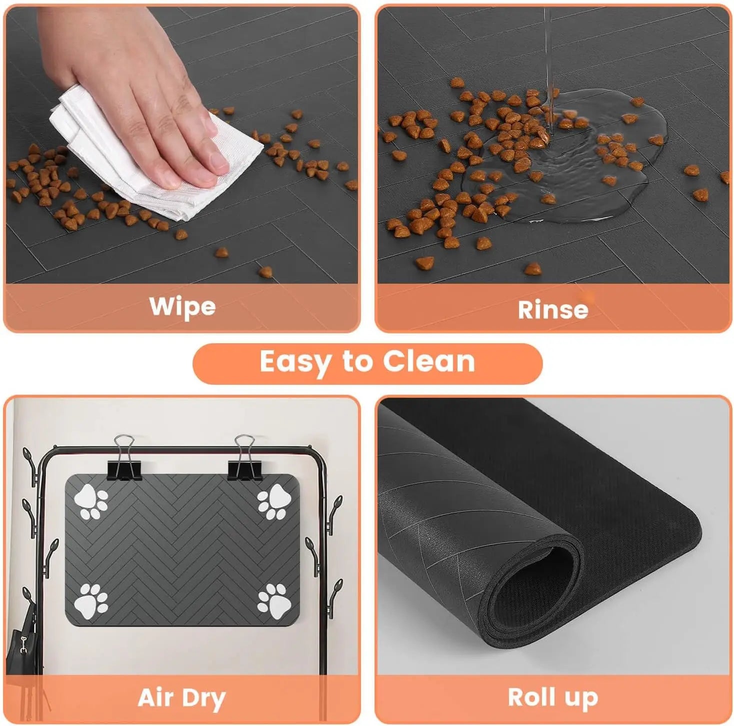 Pet Feeding Mat-Absorbent with Waterproof Rubber Backing