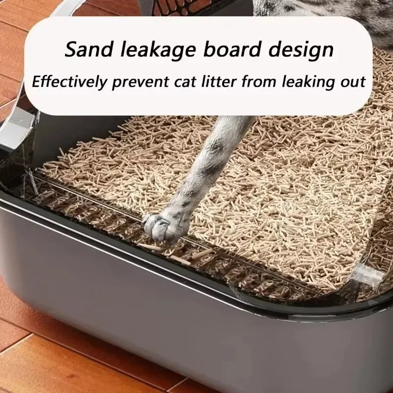 SplashGuard Semi-Enclosed Cat Litter Box with Integrated Scoop