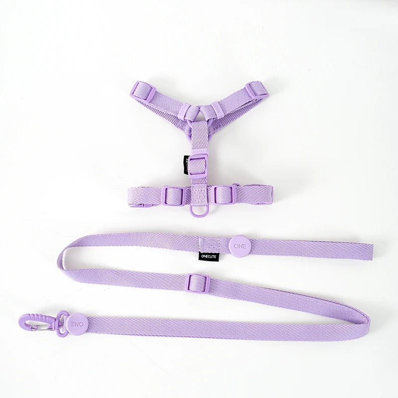 Macaron Color Dog Harness & Leash Set – Reflective Style for Puppies & Cats