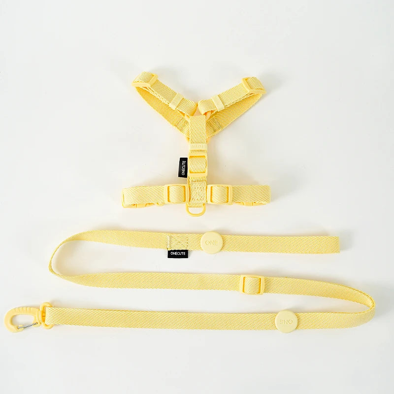 Macaron Color Dog Harness & Leash Set – Reflective Style for Puppies & Cats