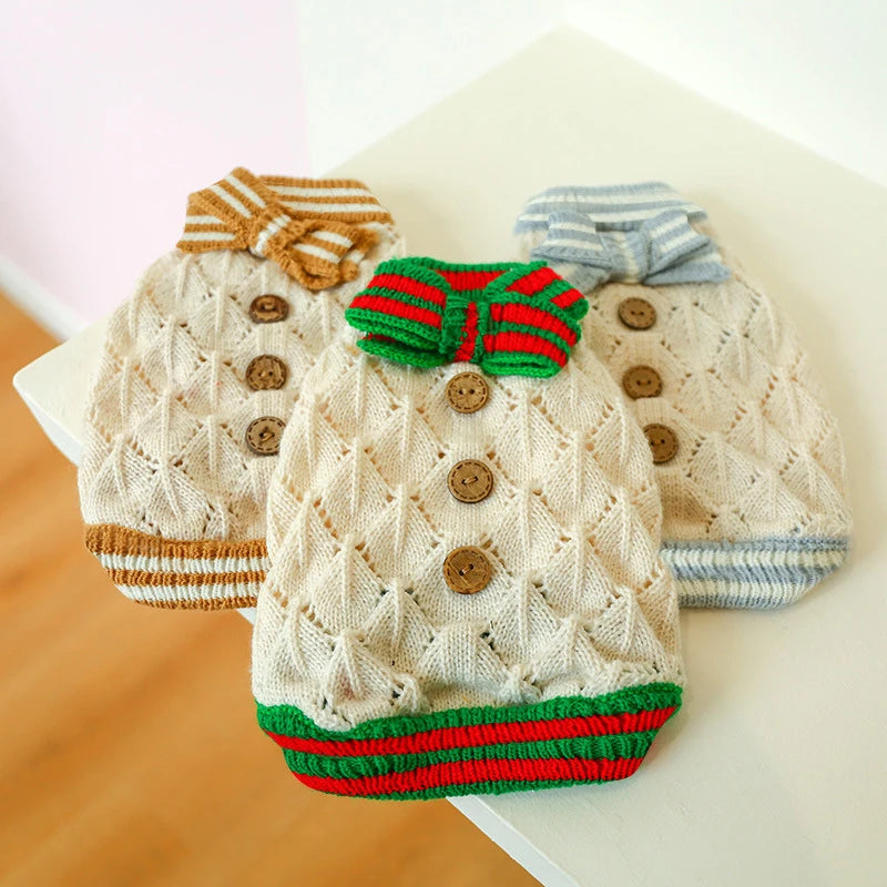 Designer Knitted Pet Sweater for Small Dogs & Cats