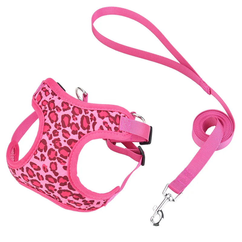 Leopard Print Pet Harness & Leash Set – Stylish Comfort for Cats & Dogs