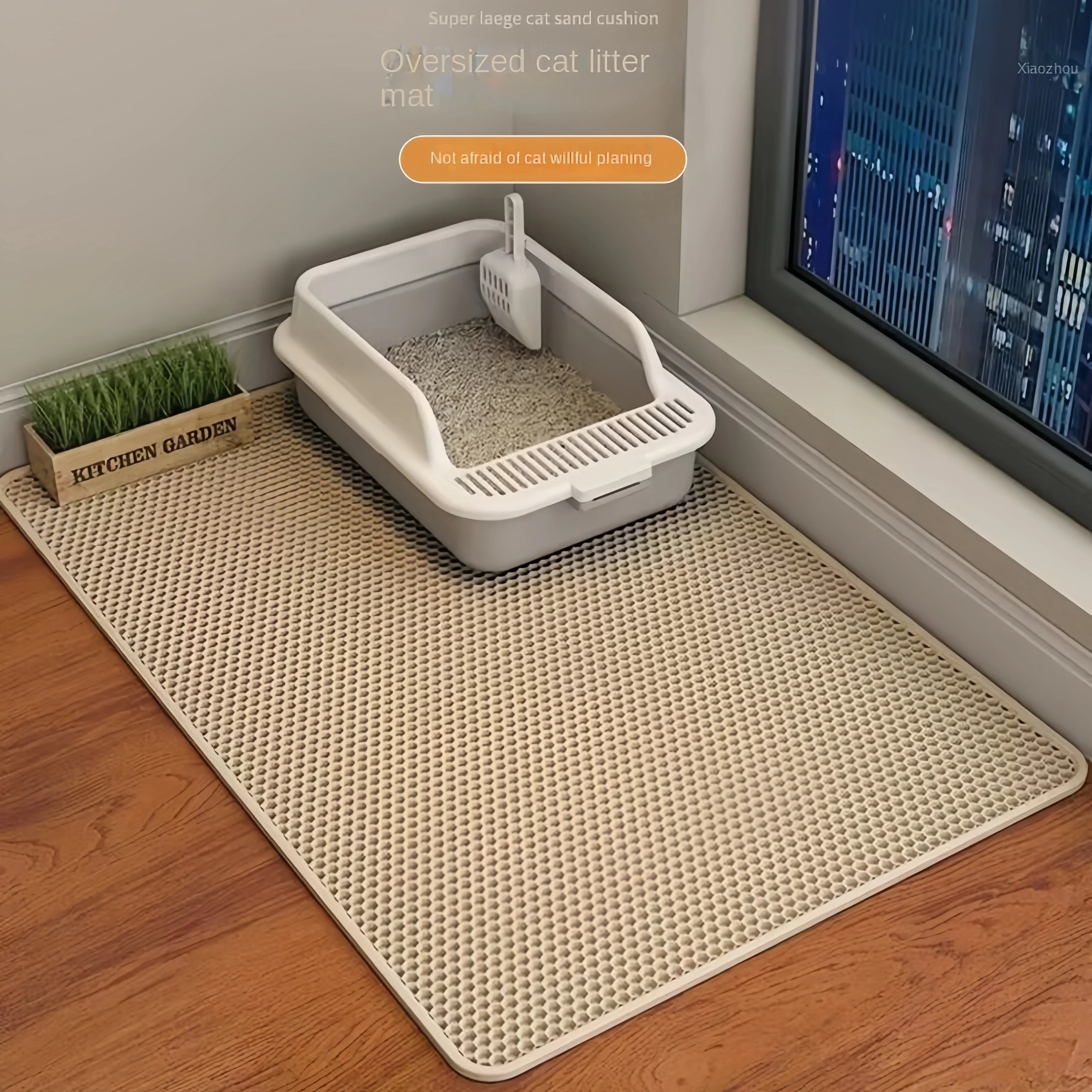 Non-Slip Cat Litter Mat: Double Layer Waterproof & Wear Resistant