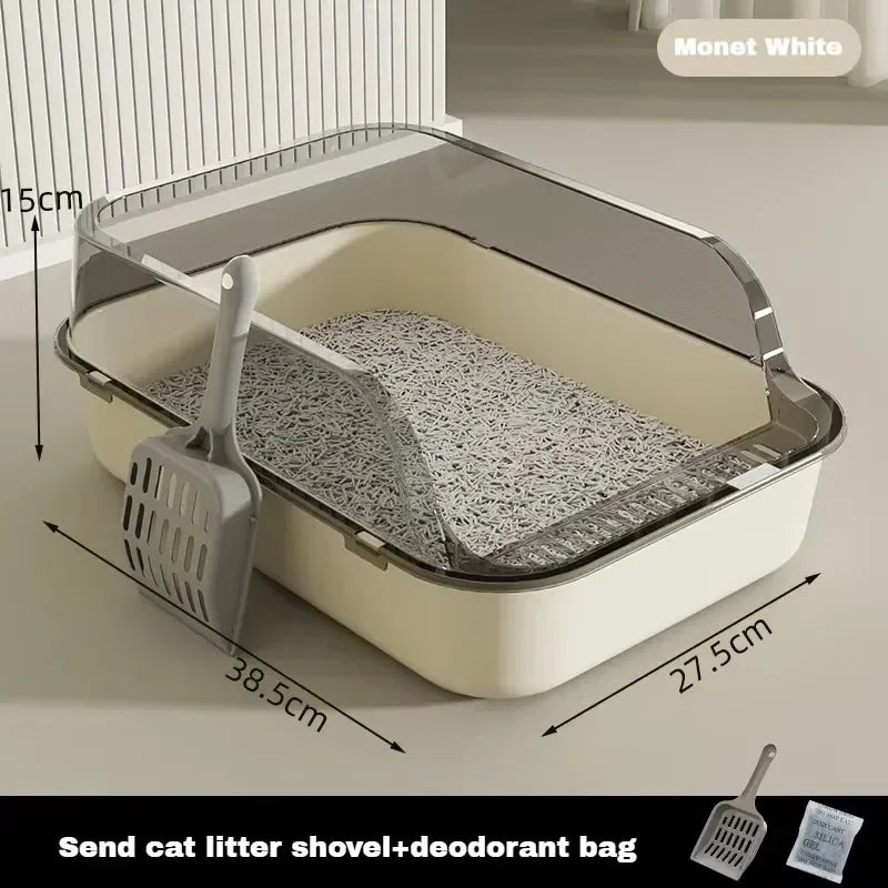 SplashGuard Semi-Enclosed Cat Litter Box with Integrated Scoop