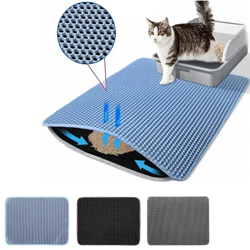 Non-Slip Cat Litter Mat: Double Layer Waterproof & Wear Resistant