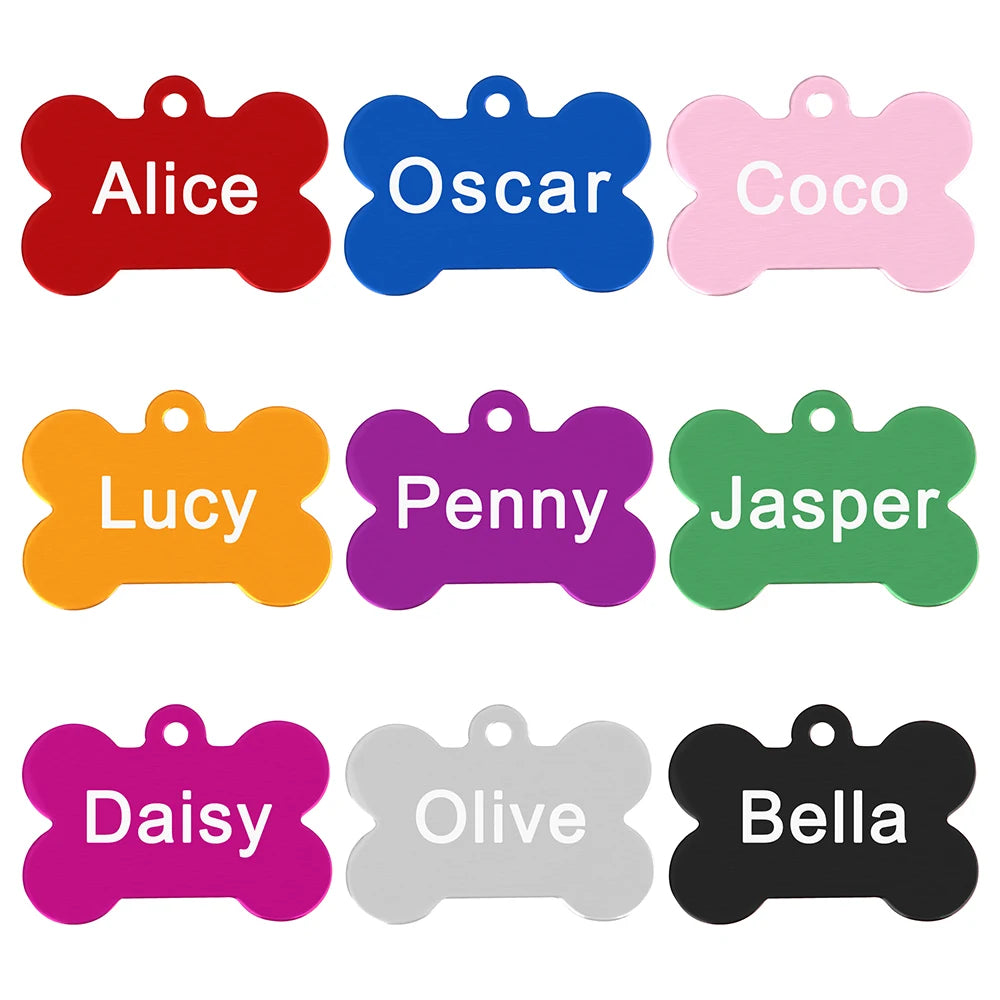 Personalized Pet ID Tags - Custom Bone-Shaped Charm for Dogs & Cats