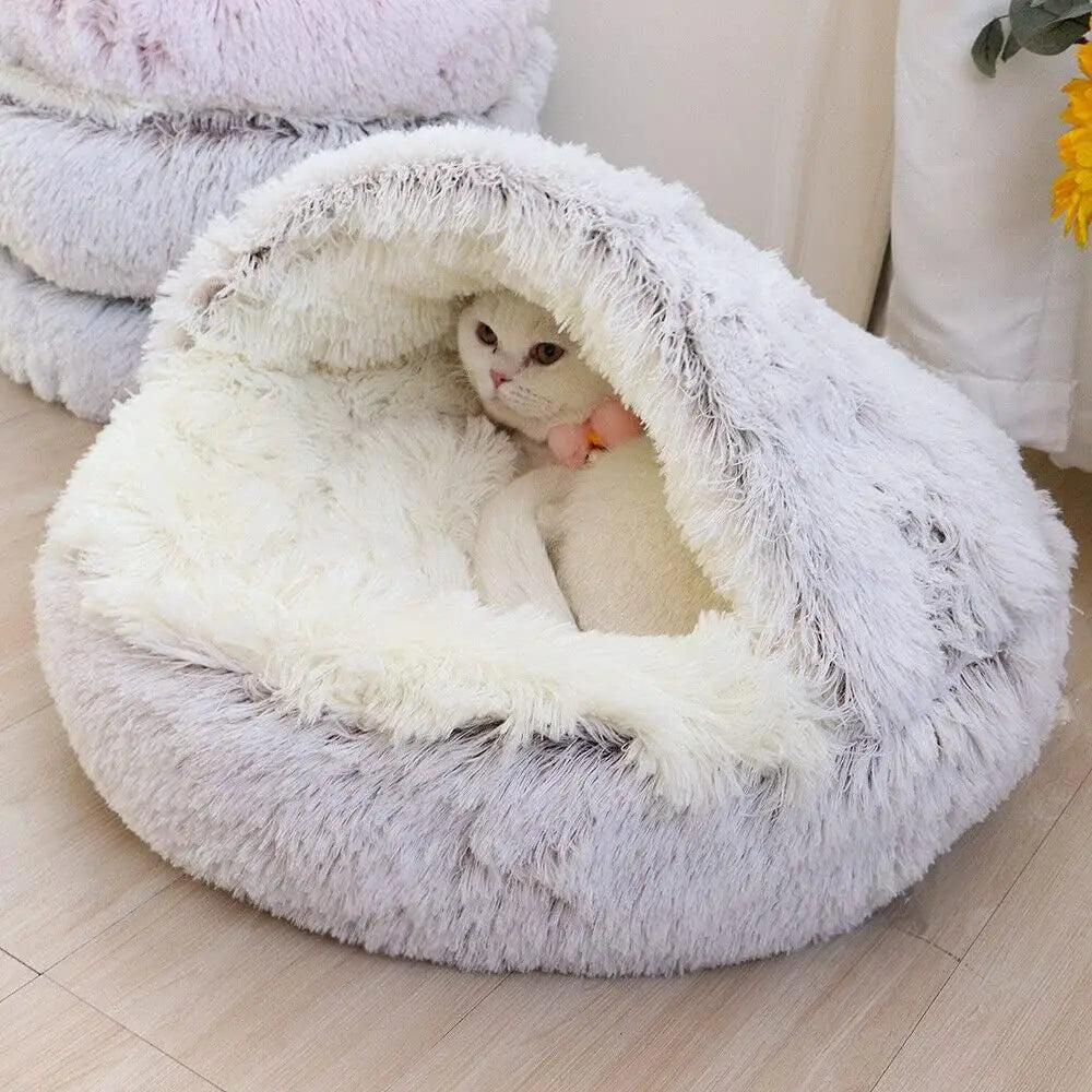 Soft Plush Pet Bed with Cover for Cat or Dog