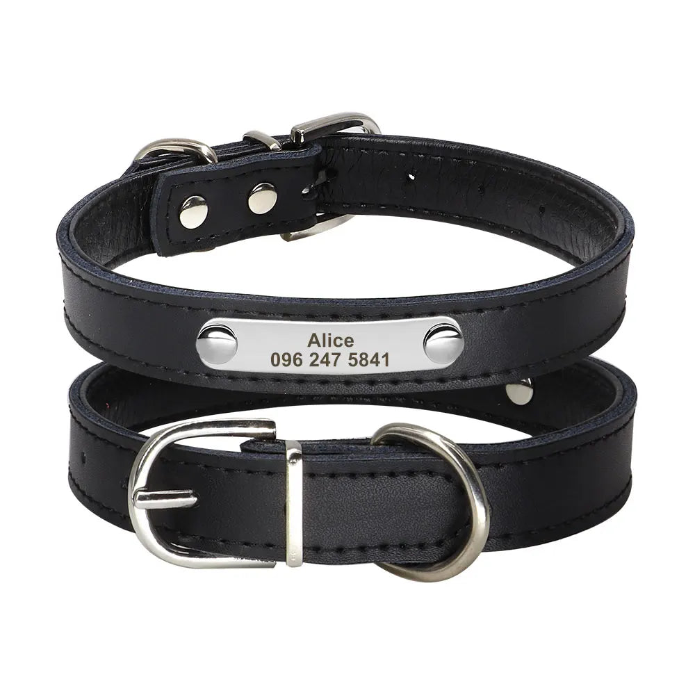Personalized Leather Dog Cat Collar