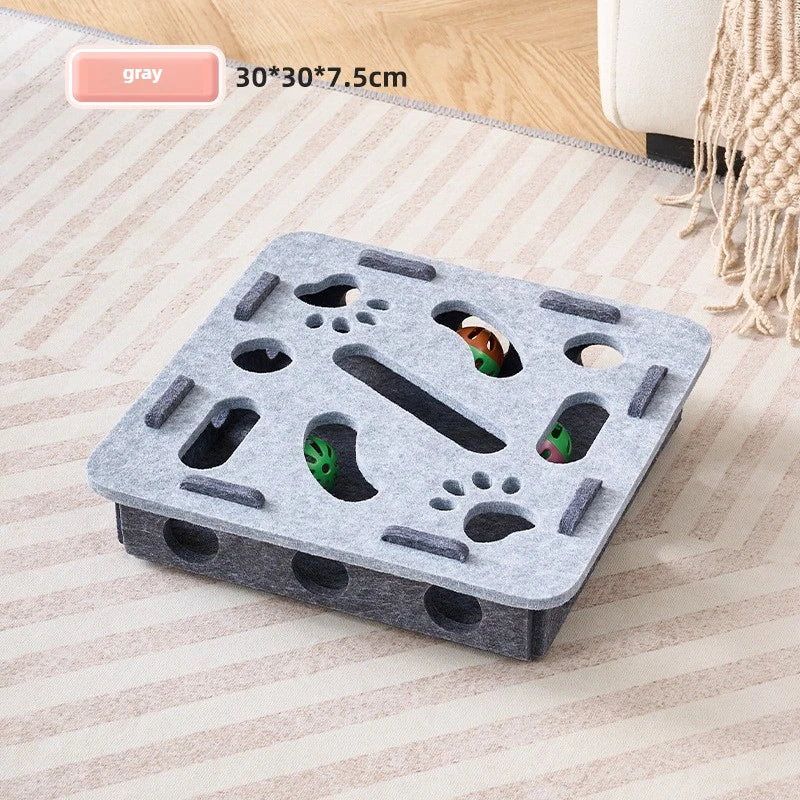 Interactive Felt Maze Box with Bell Balls for Cats