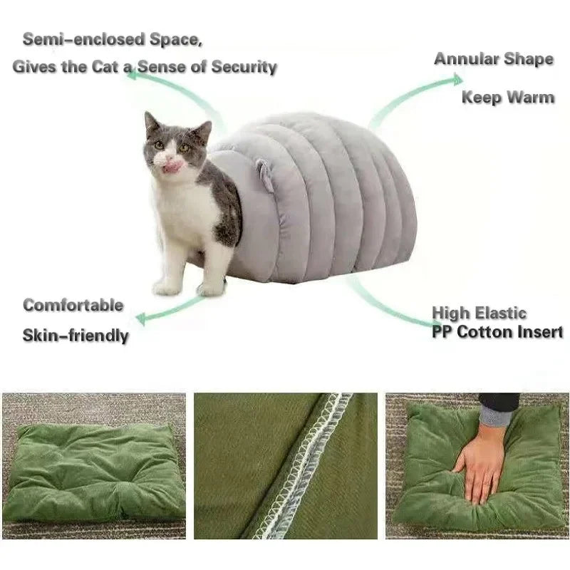 Cozy Haven 4-Season Cat House - Bite Resistant, Washable Bed