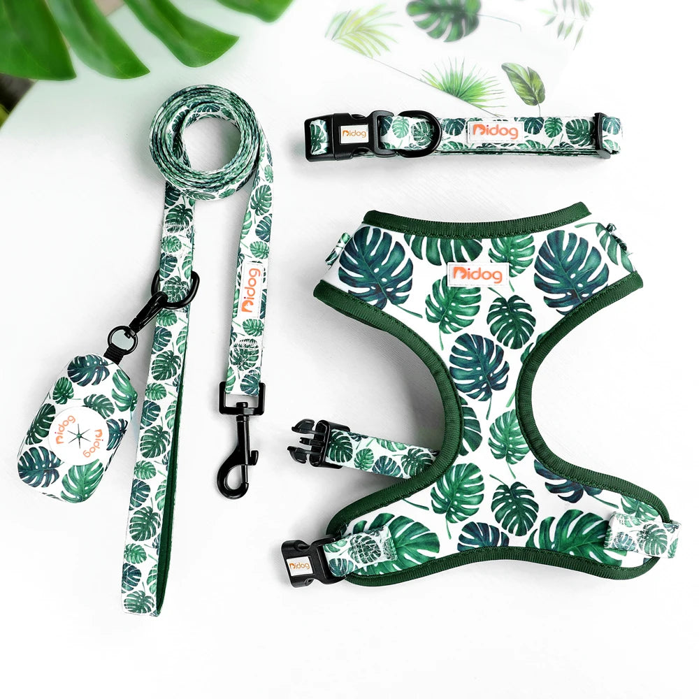 Vibrant Adventure Set Mesh Nylon Collar, Harness & Leash with Handy Waste Bag Holder