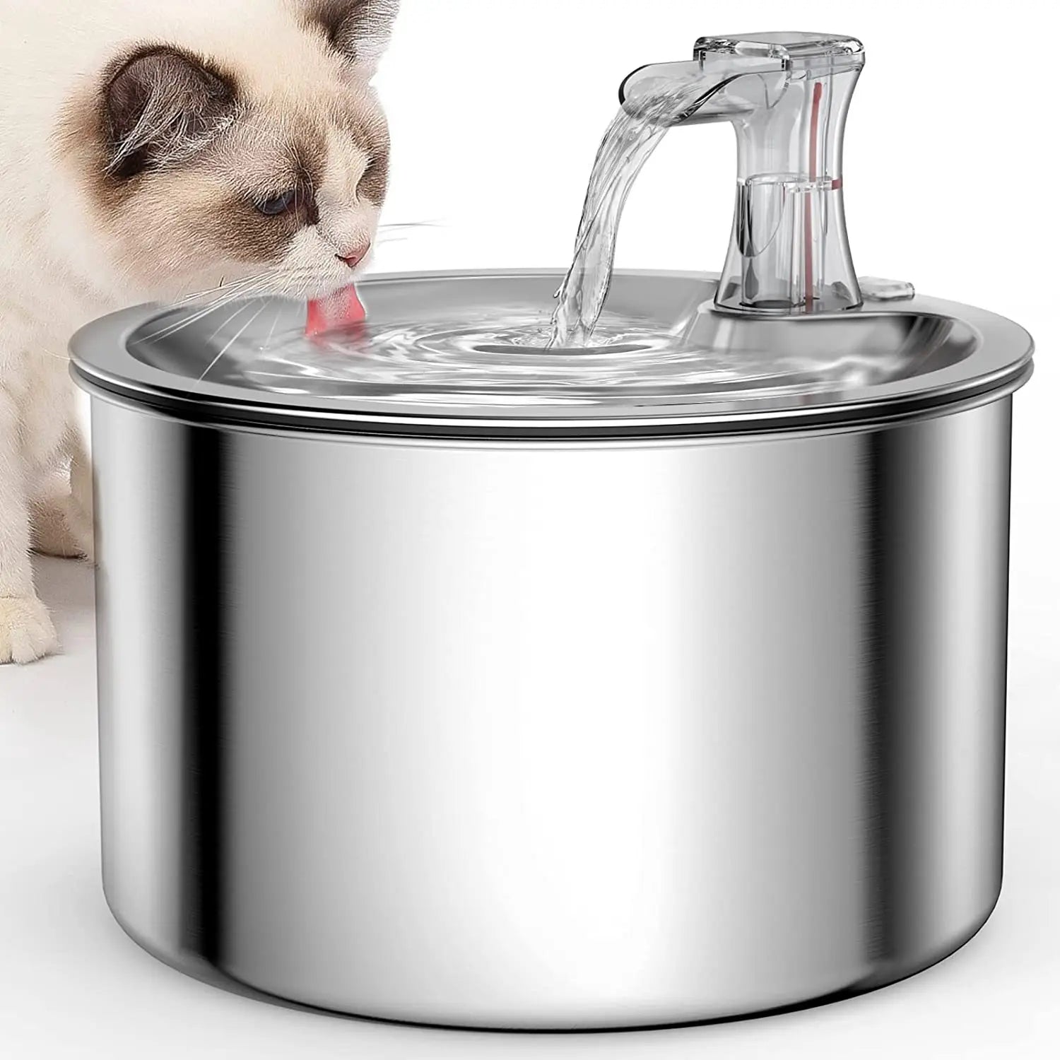 PureFlow Stainless Steel Pet Water Fountain – Automatic Hydration with Optional Sensor & Heater