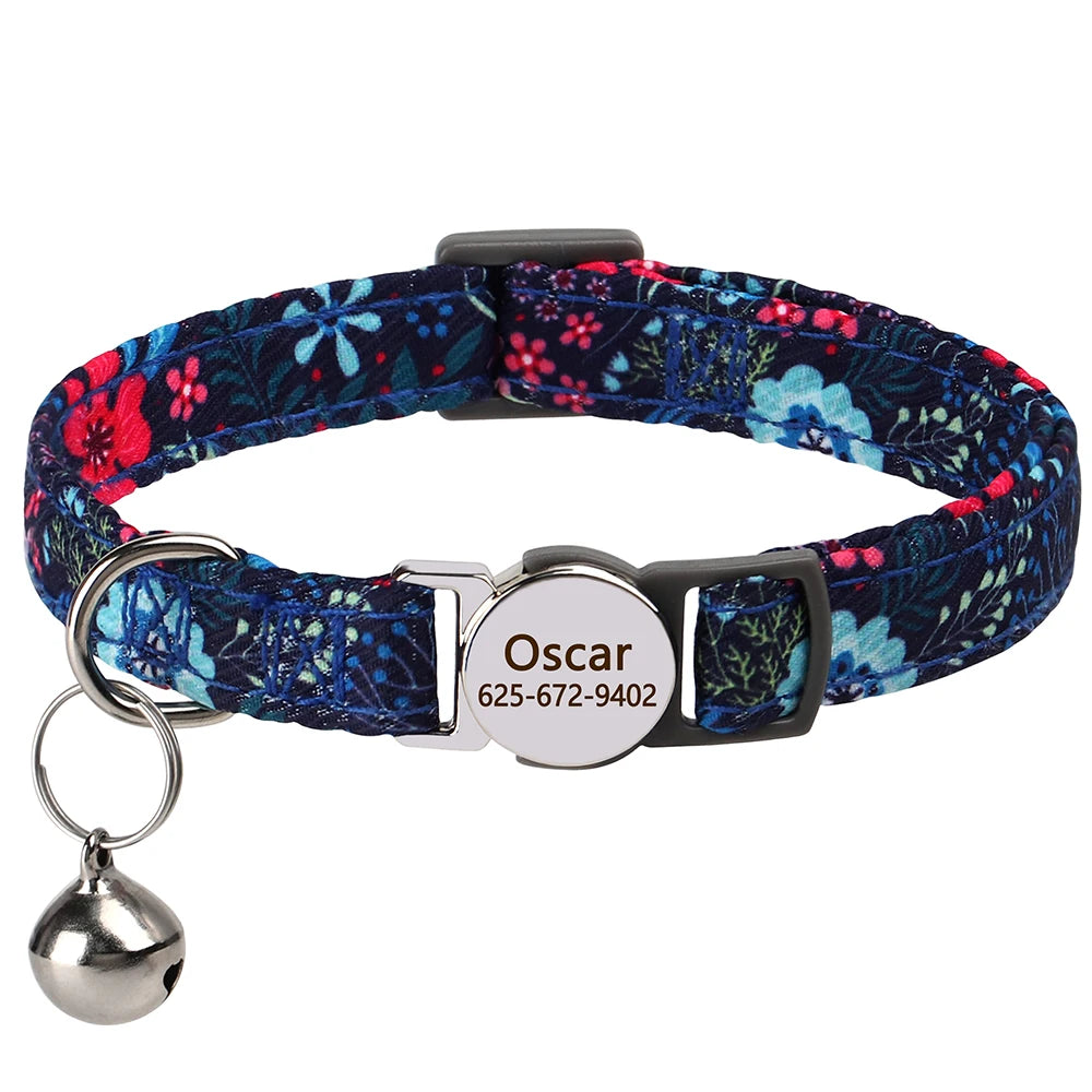 Personalized Kitten & Cat Collar with Cute Print & Bell