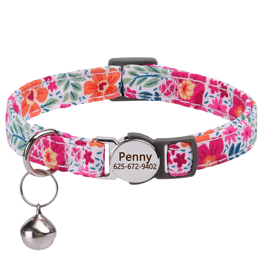 Personalized Kitten & Cat Collar with Cute Print & Bell