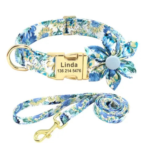 Blossom Charm Personalized Floral Dog Collar